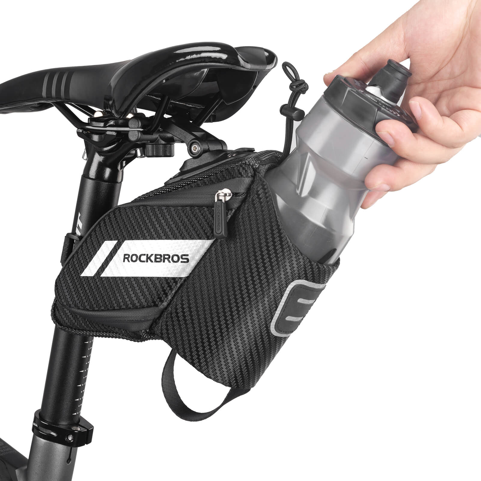 ROCKBROS nyeregtáska kerékpár ülés alatti táska palacktartóval fekete 1L
