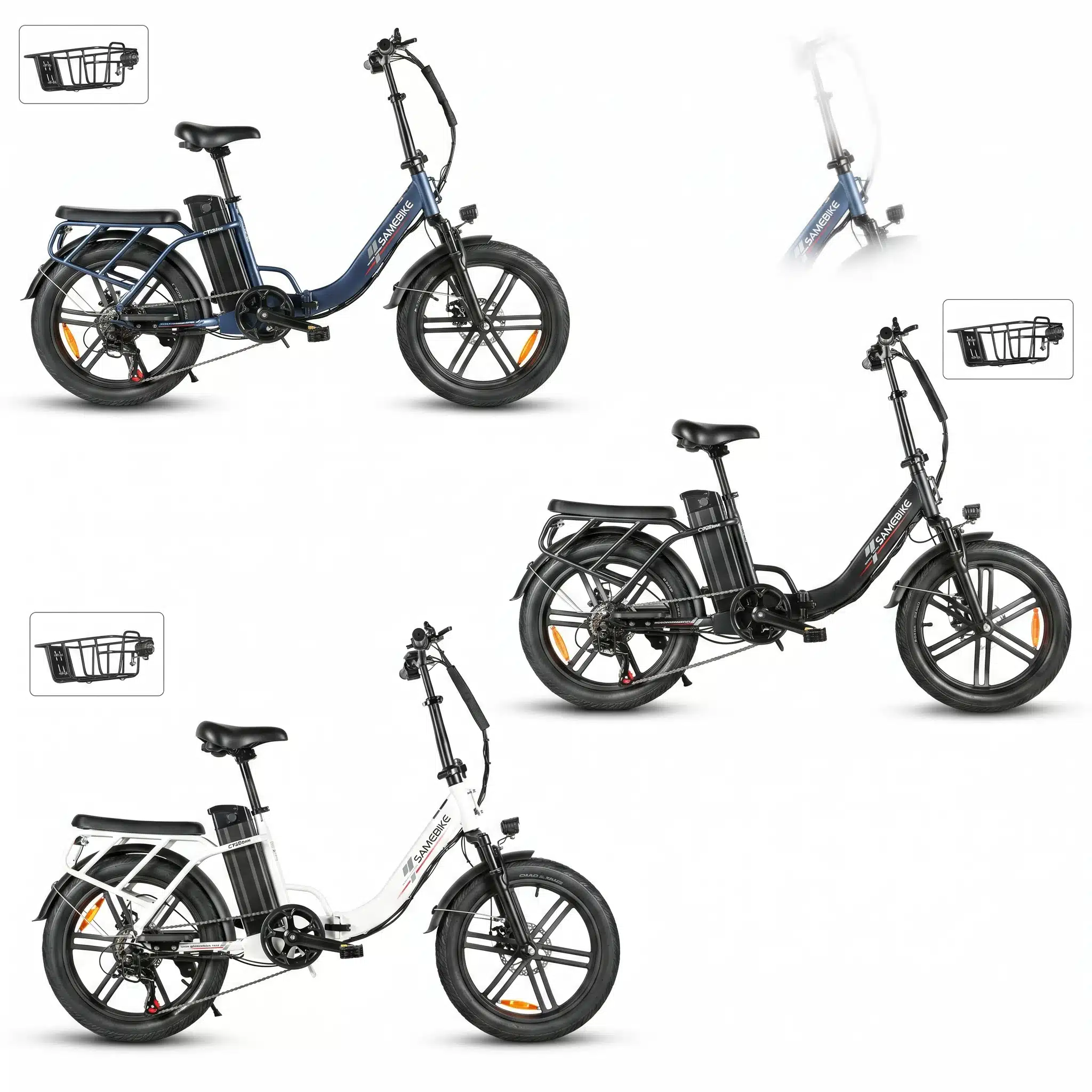 SAMEBIKE CY20PRO Összecsukható Elektromos Kerékpár 20" Fekete|Fehér|Kék - 468Wh