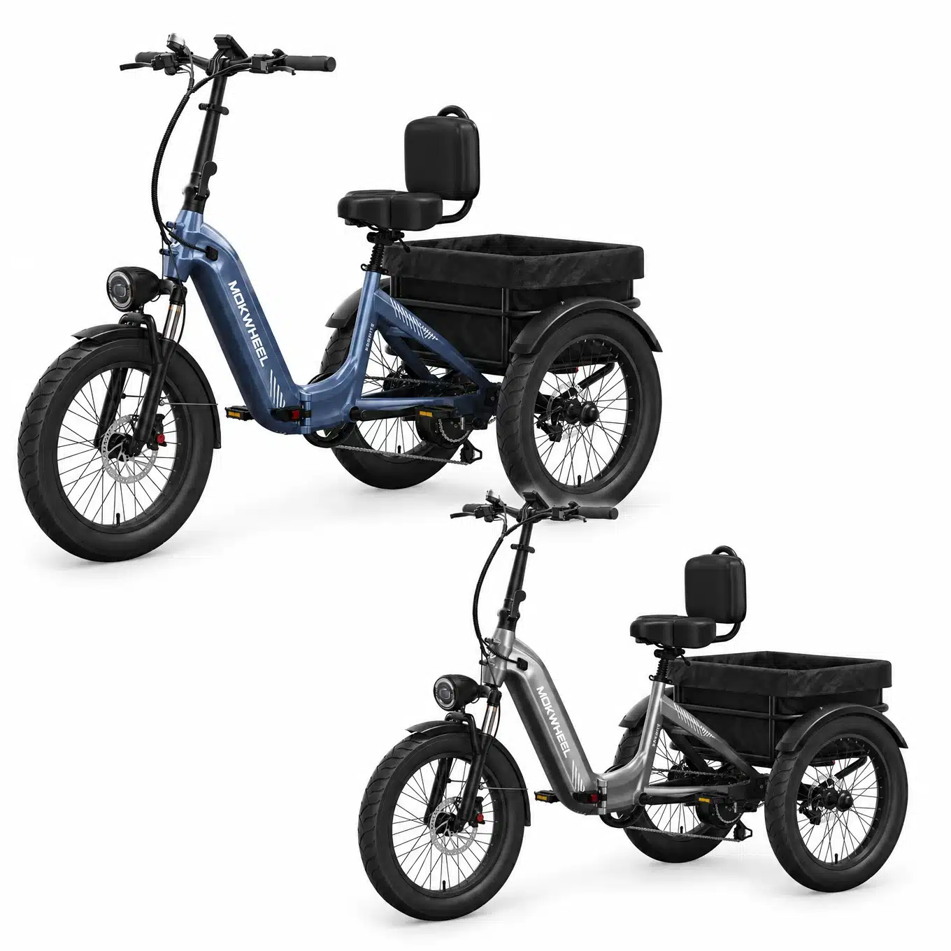 MOKWHEEL GRANITE Elektromos 3 Kerekű Összecsukható Kerékpár 20"-os Kerékkel (tricikli) Ezüst|Kék 720Wh
